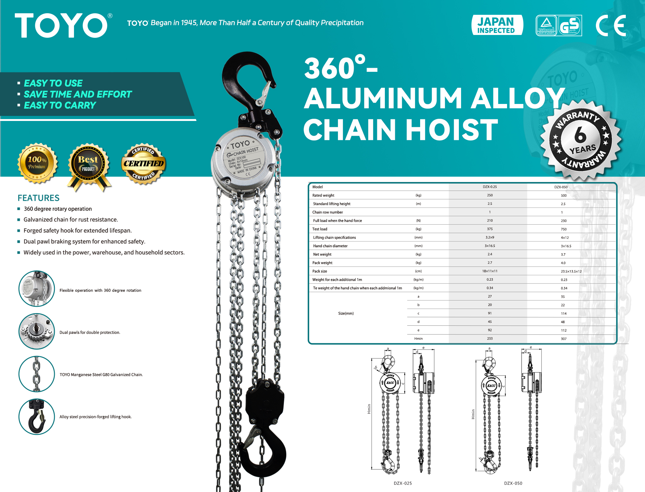360°Aluminum Alloy Chain Hoist(X)