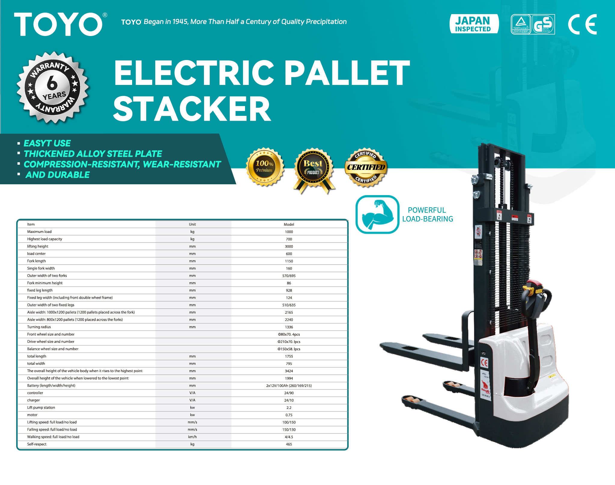 ACL10 Electric Pallet Stacker (X)