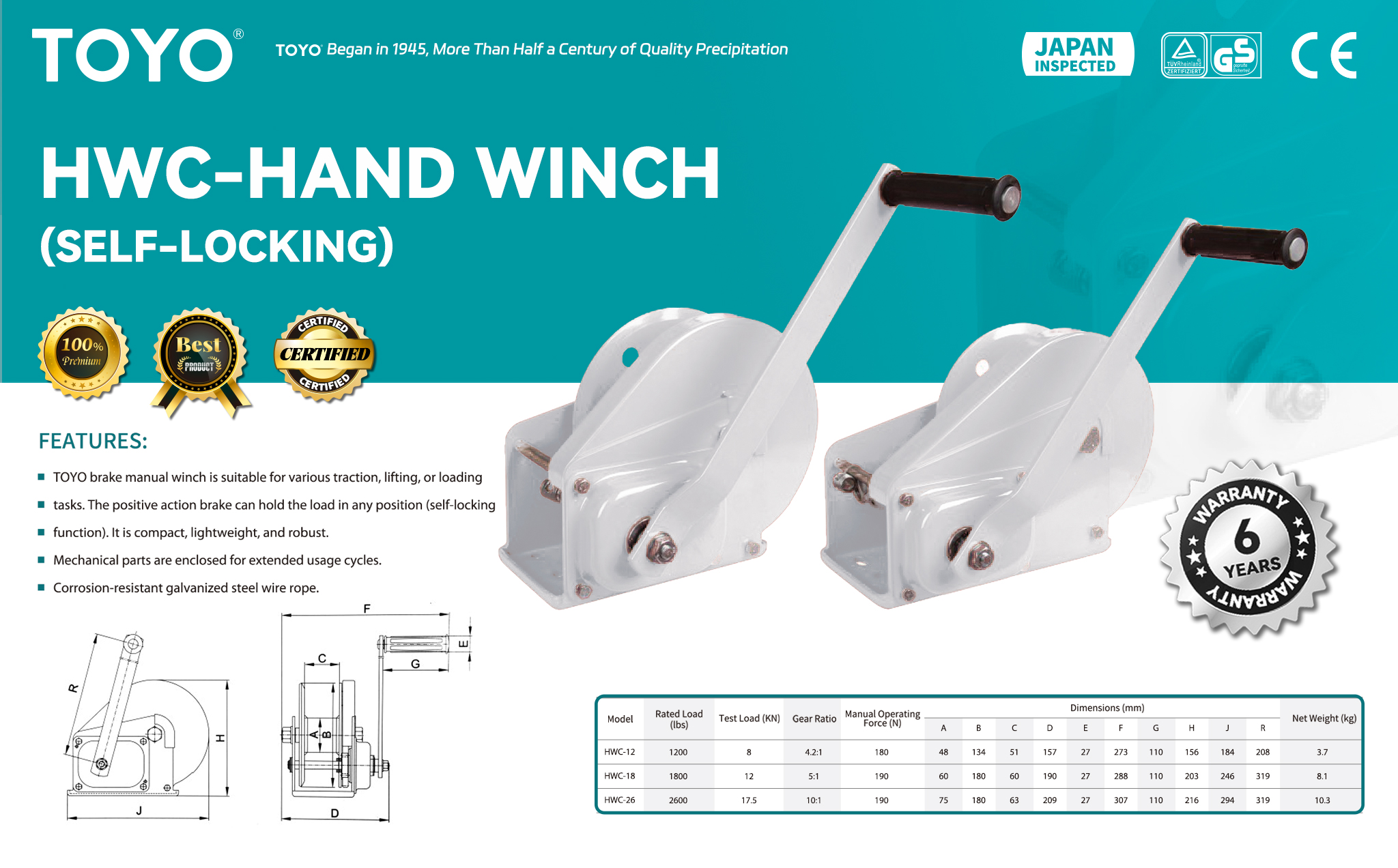 HWC-Hand Winch With Sling(Self-Locking)(x)