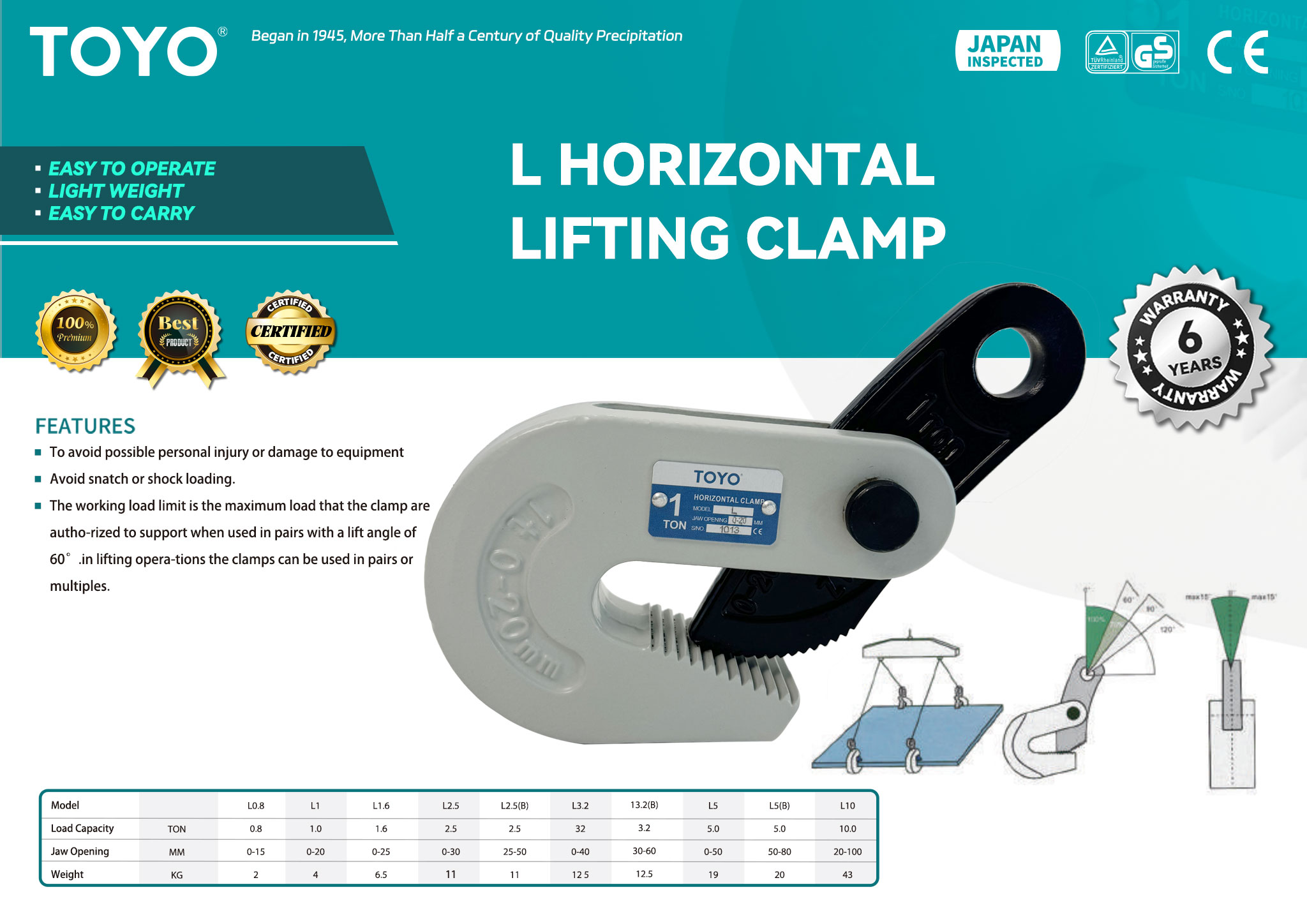 L Horizontal Lifting Clamp(X)