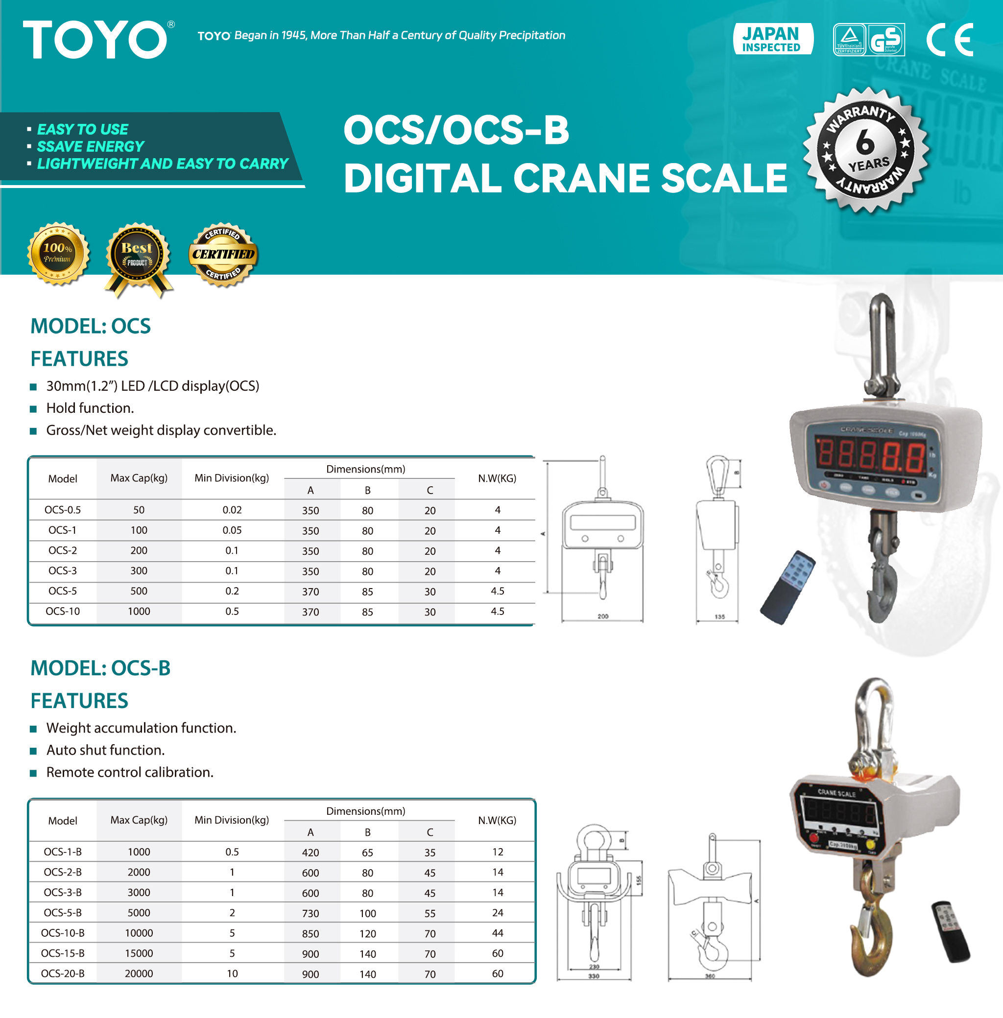 OCS OCS-B Digital Crane Scale（x)