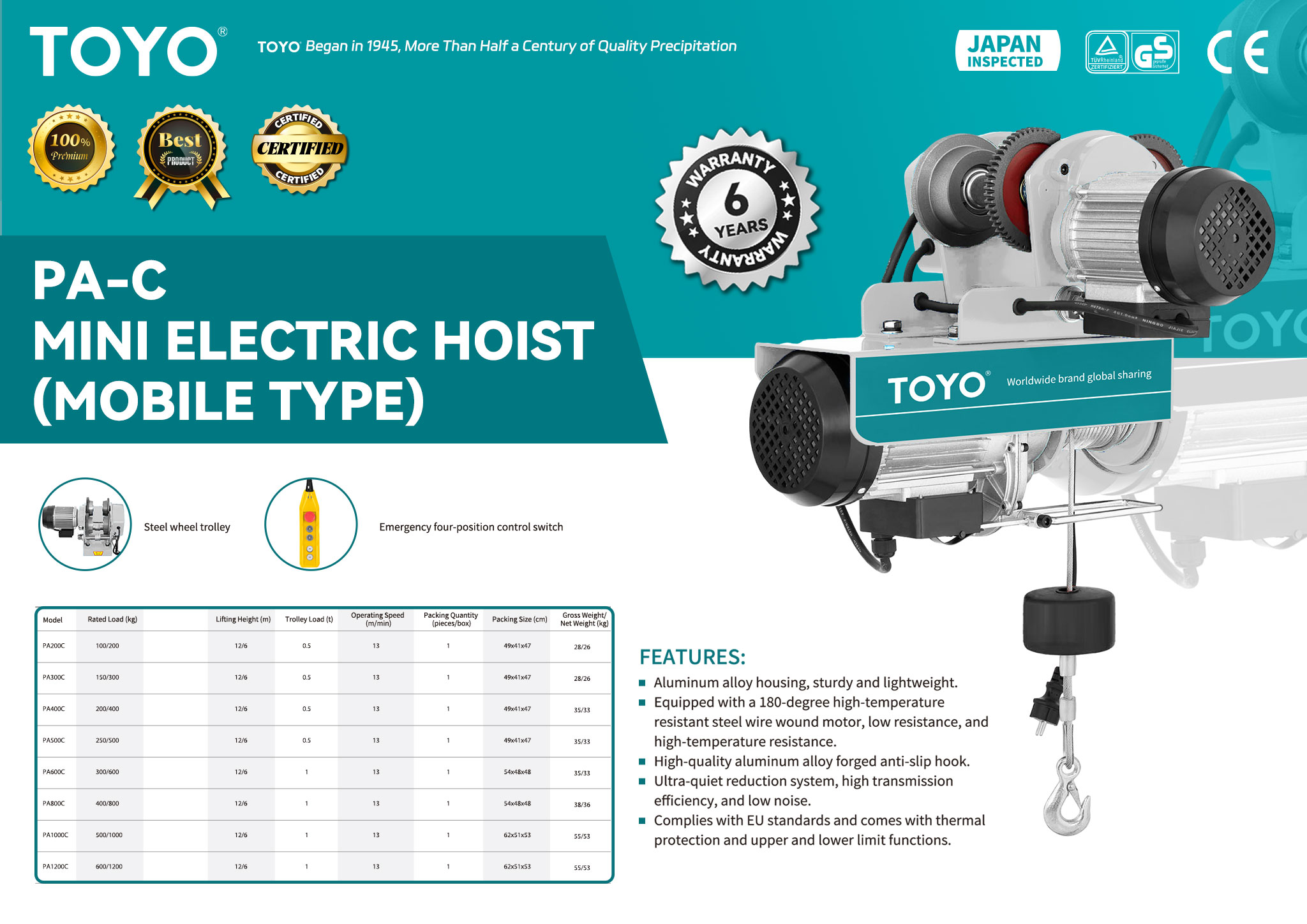PA-C Mini Electric Hoist(Mobile Type)(x)