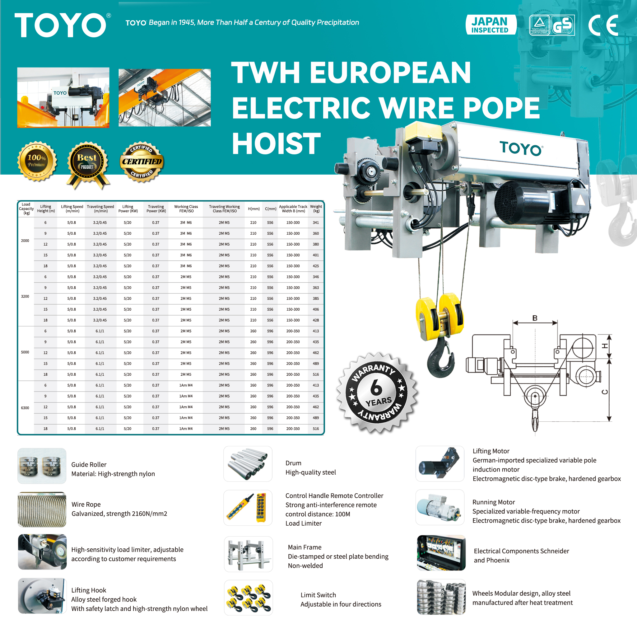 TWH European Electric Wire Pope Hoist(X)