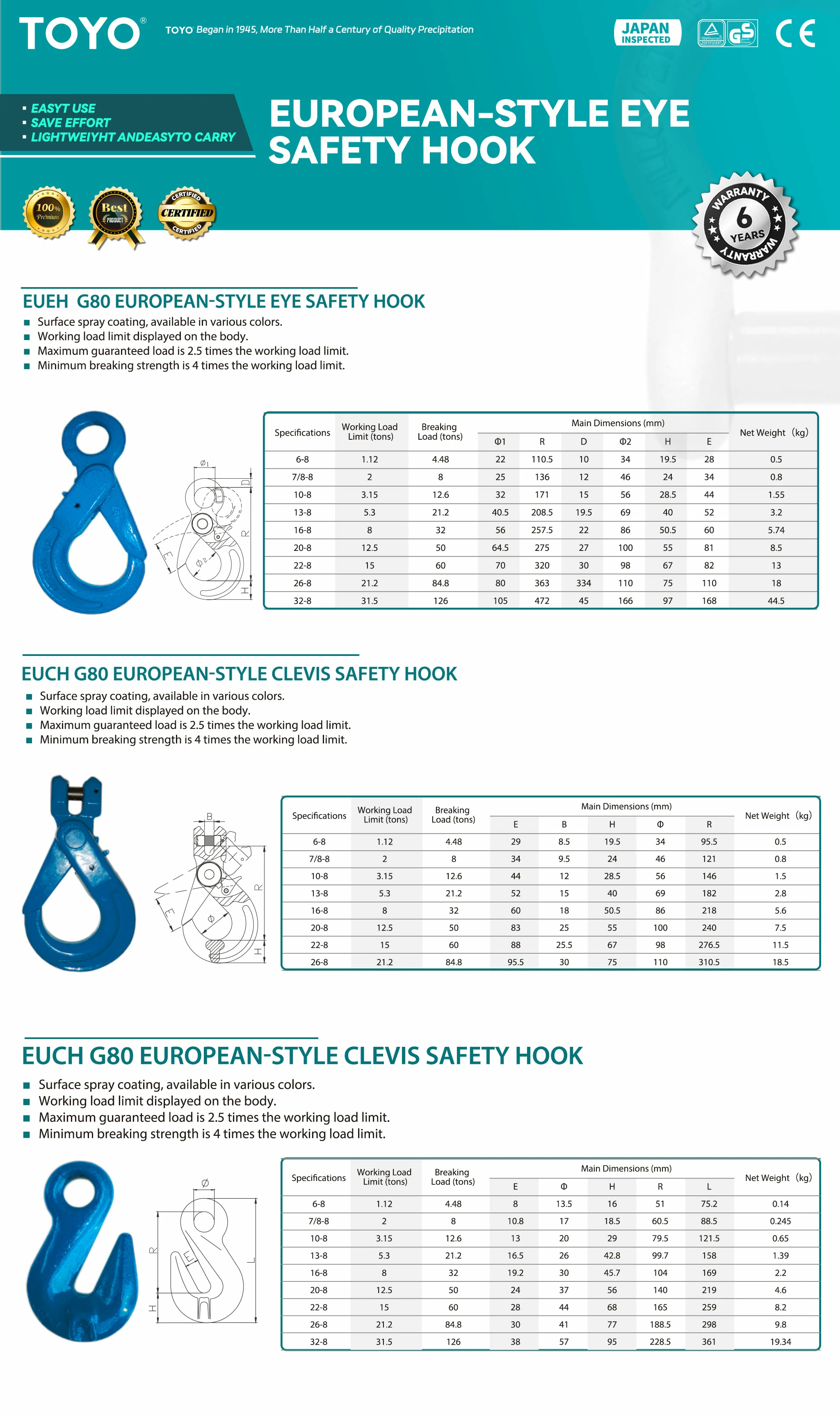 European Style Eye Safety Hook