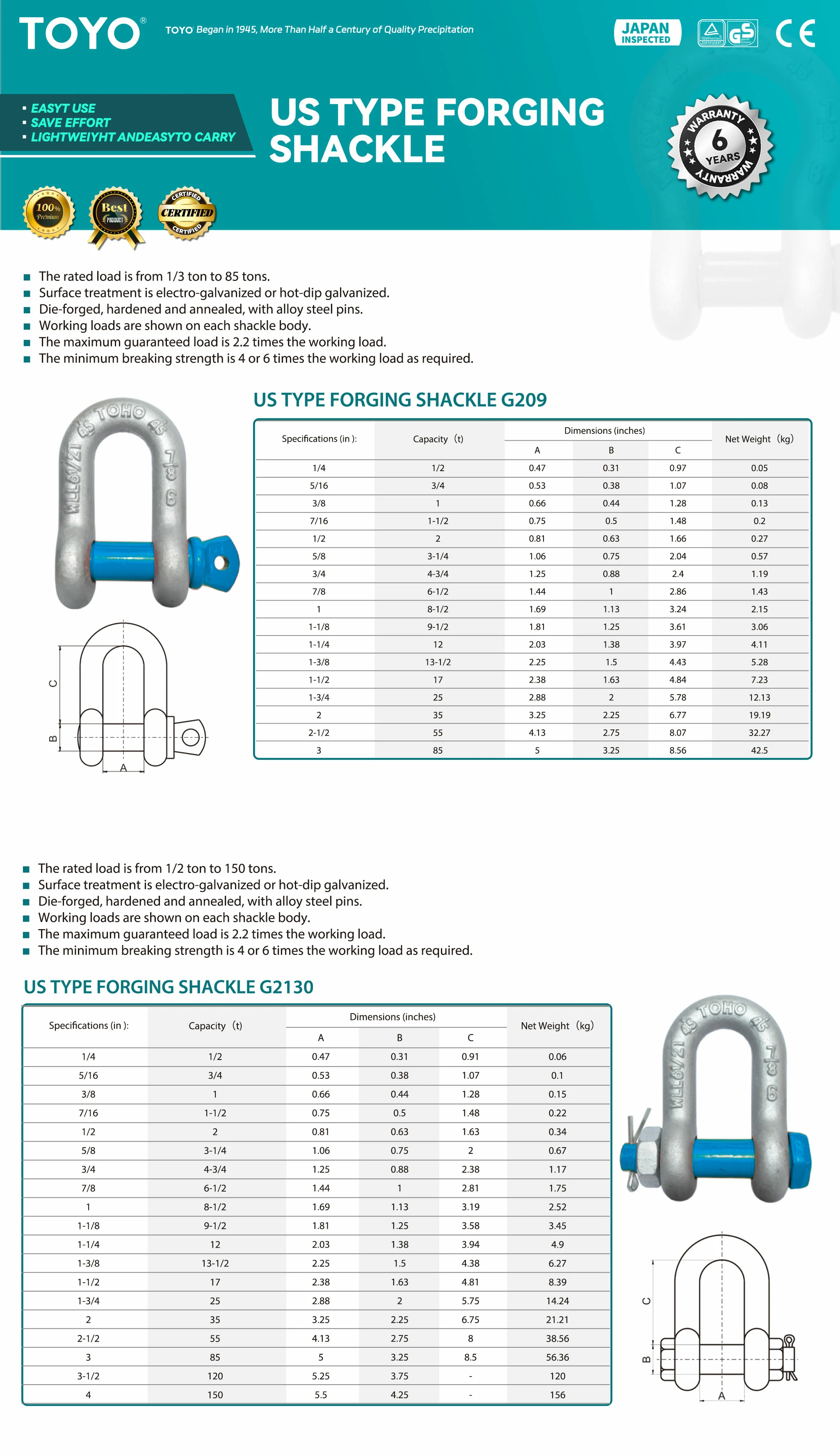 US Type Forging Shackle G209 2